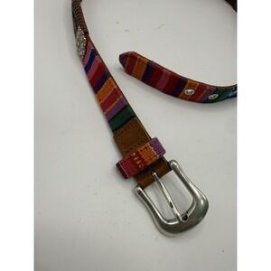 Fossil Leather Belt Concho Tapestry Braided Brown Vtg‎ BT8324BRT Medium